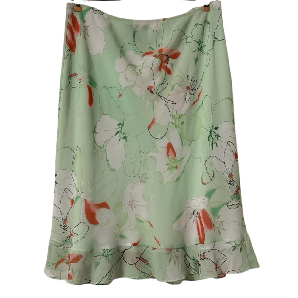 VTG Apostrophe Pull-on Knee Length Skirt in Pastel Floral Sz L Y2K Dainty